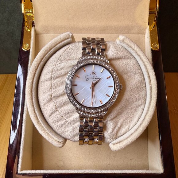 NWOT Jessica Simpson Silver/Pearl/Rose Gold Ladies' Watch JW0002SL, 35mm - Picture 1 of 5